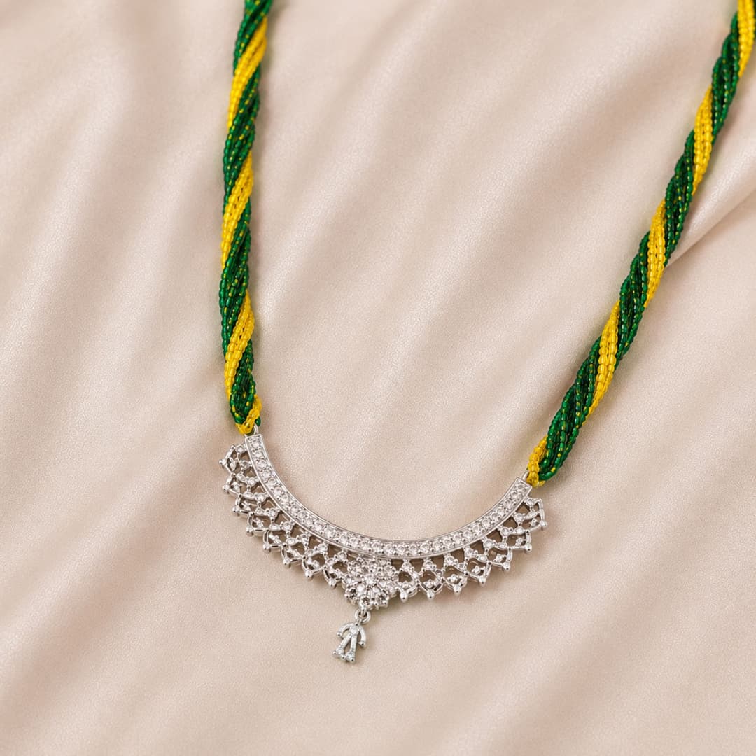 Traditional Green Yellow Mangalsutra Necklace