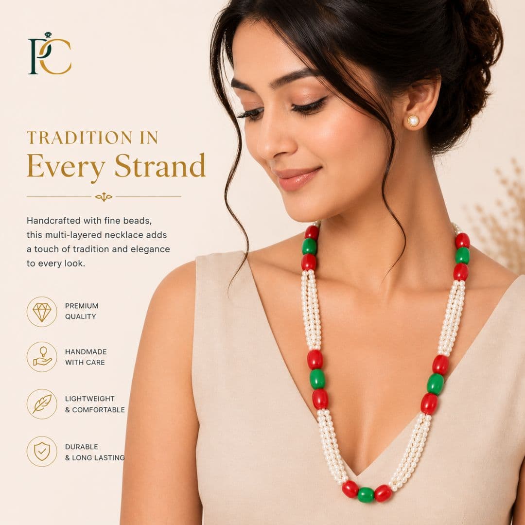Traditional White Pearl Pote Mala Necklace