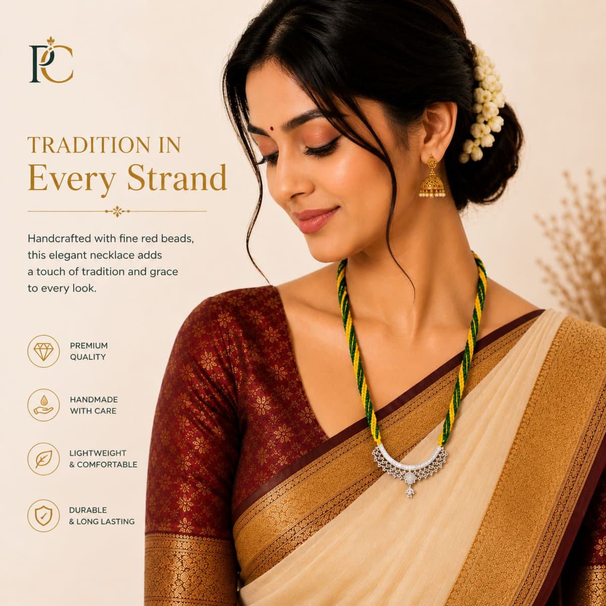 Traditional Green Yellow Mangalsutra Necklace