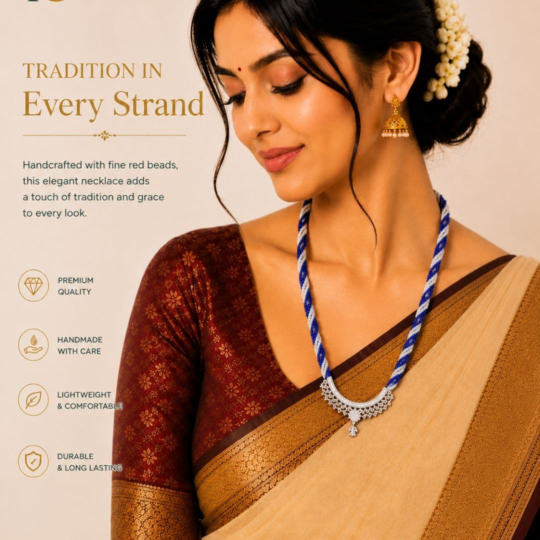 Royal Blue White Mangalsutra Necklace