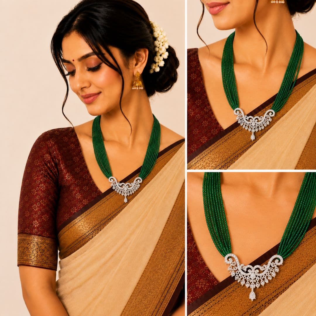 Premium Green Multi-Layer Beaded Mangalsutra - image 3