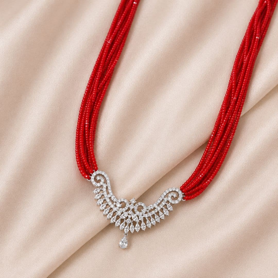 Classic Red Beaded Mangalsutra Necklace - image 4