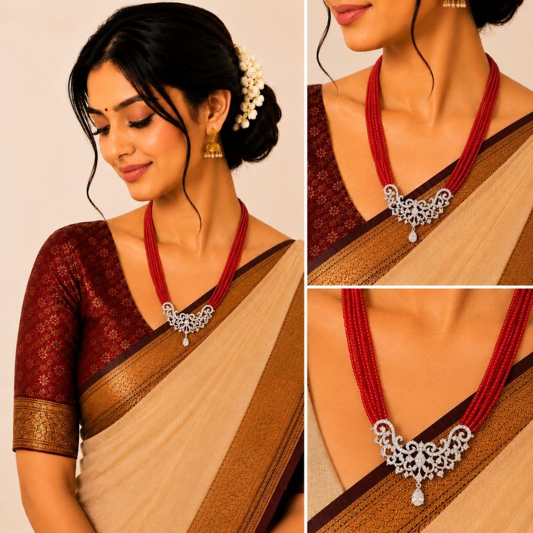 Classic Red Beaded Mangalsutra Necklace - image 2