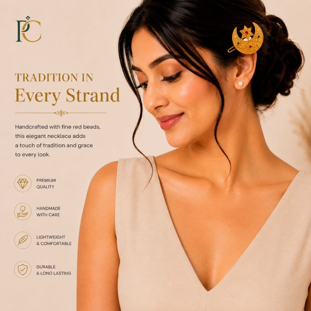 Traditional Gold-Toned Crescent Hair Clip