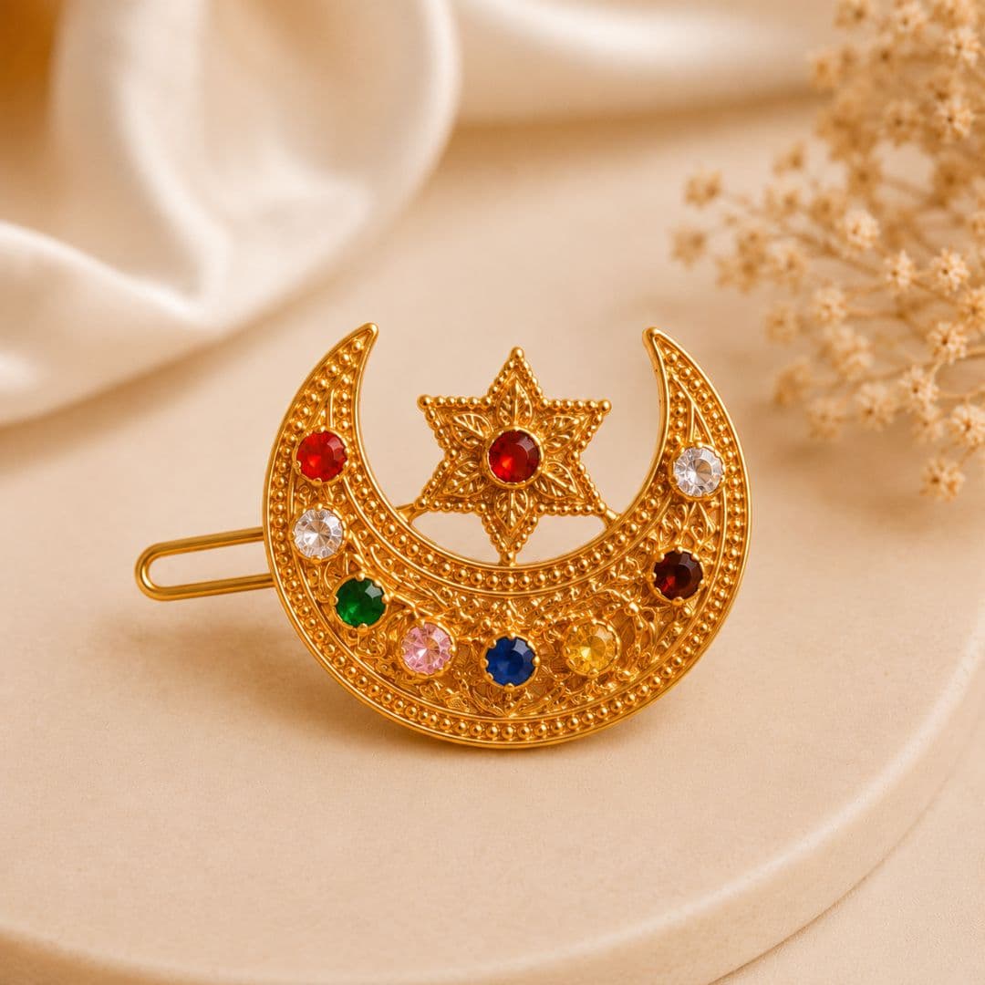 Traditional Multicolor Stone Hair Clip - image 4