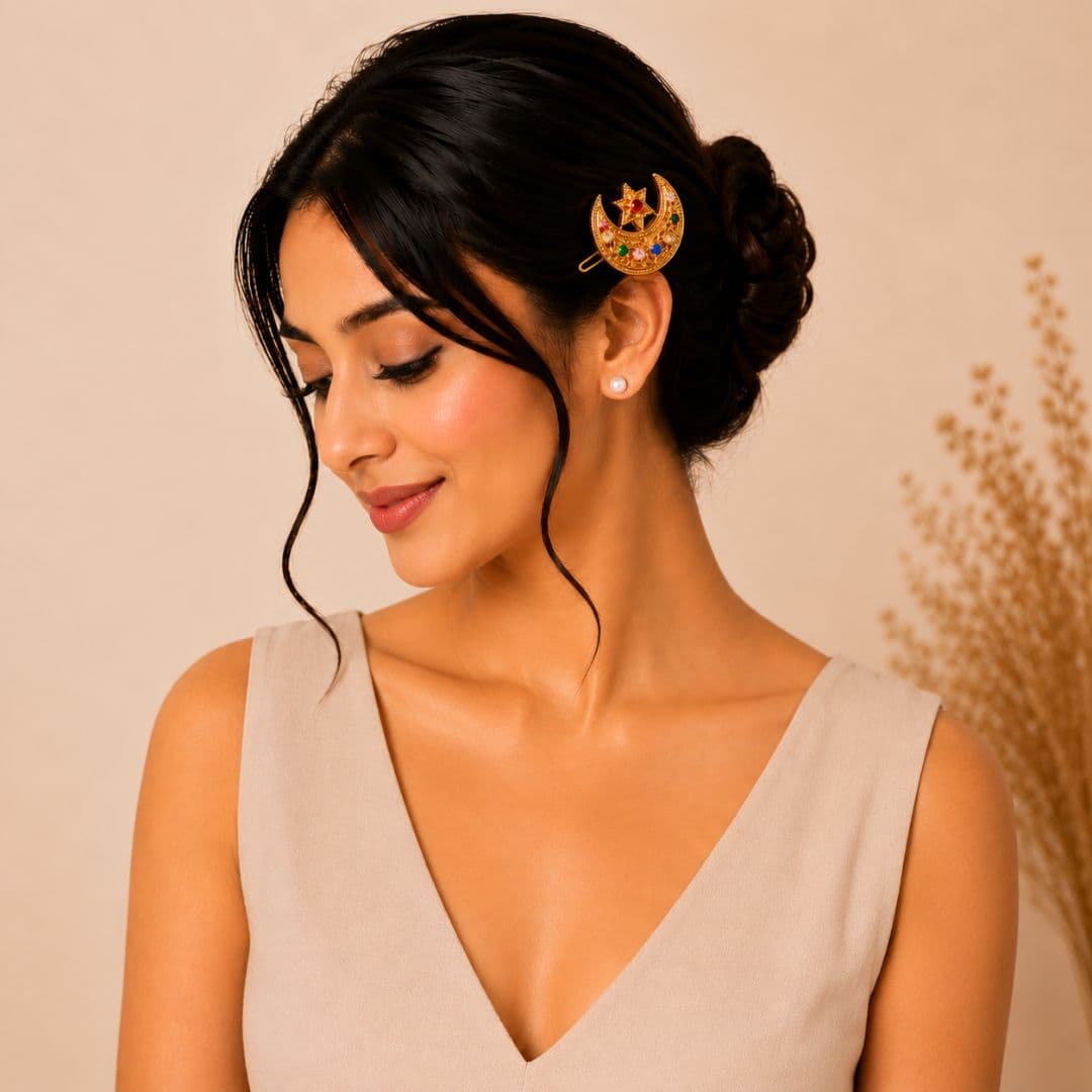Traditional Multicolor Stone Hair Clip - image 3