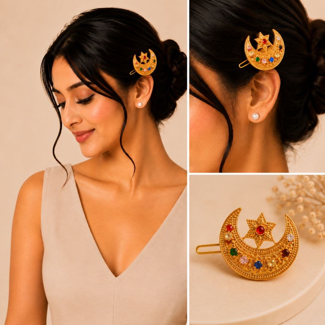 Traditional Multicolor Stone Hair Clip - image 2