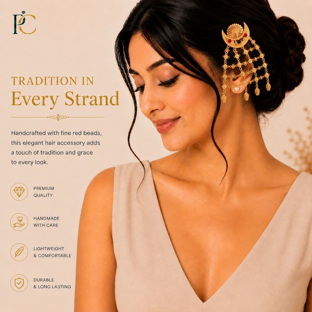 Traditional Gold-Toned Hair Net Accessory (Jaal Pin)