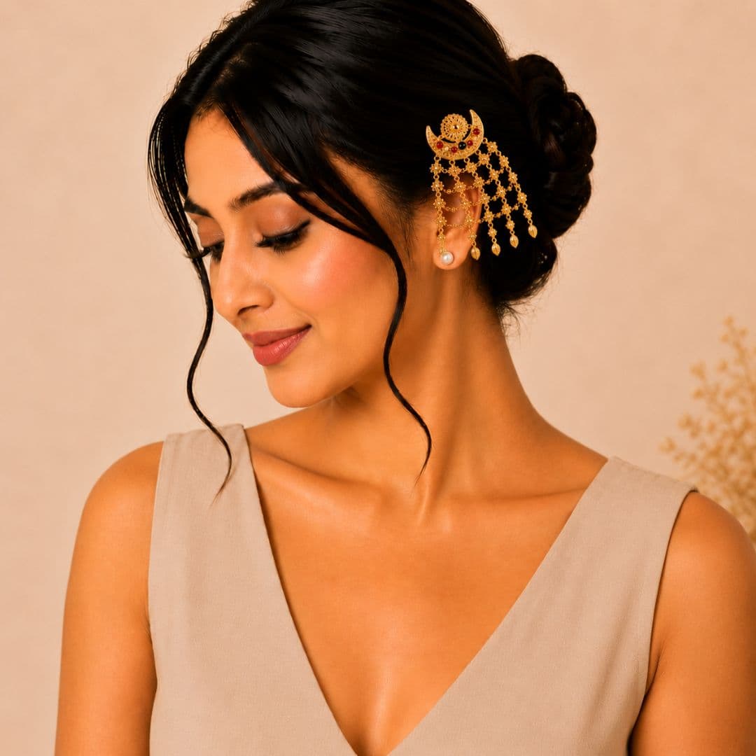 Traditional Gold-Toned Hair Net Accessory (Jaal Pin) - image 2