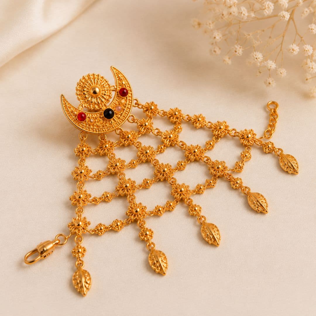 Traditional Gold-Toned Hair Net Accessory (Jaal Pin) - image 4