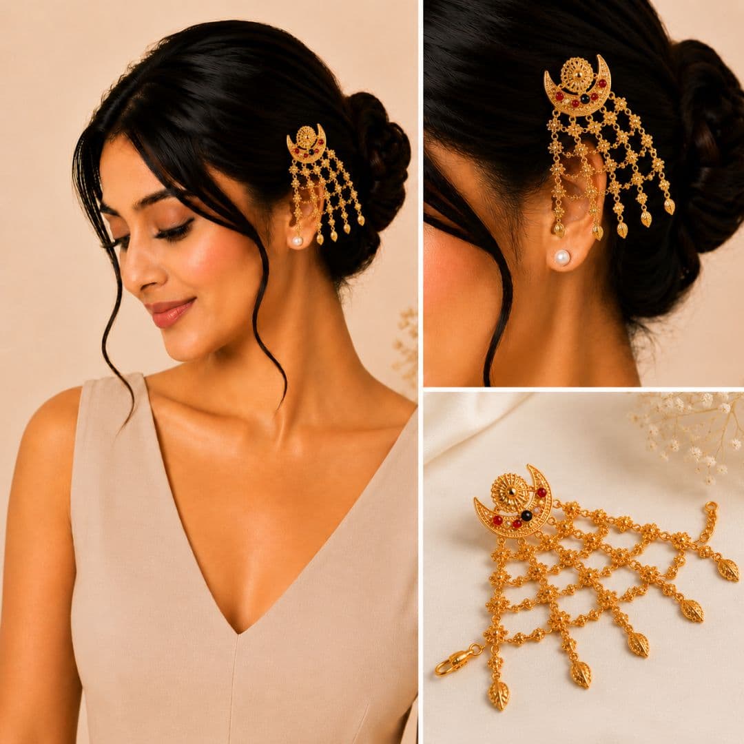 Traditional Gold-Toned Hair Net Accessory (Jaal Pin) - image 3