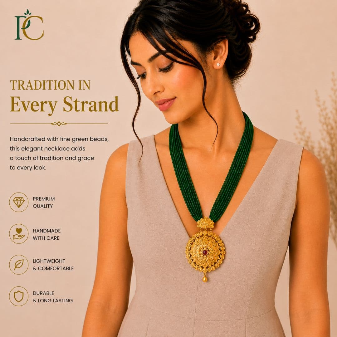 Royal Green Ranihaar with Heritage Pendant