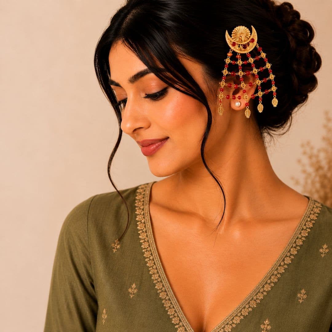 Traditional Gold-Toned Hair Net Accessory (Jaal Pin)