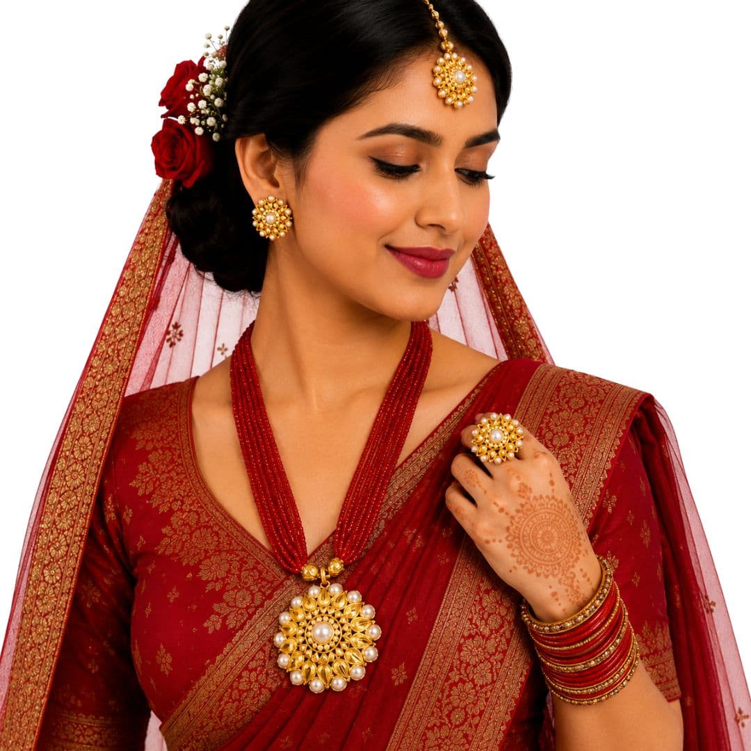 Ruby Pearl Heritage Ranihaar Necklace Set
