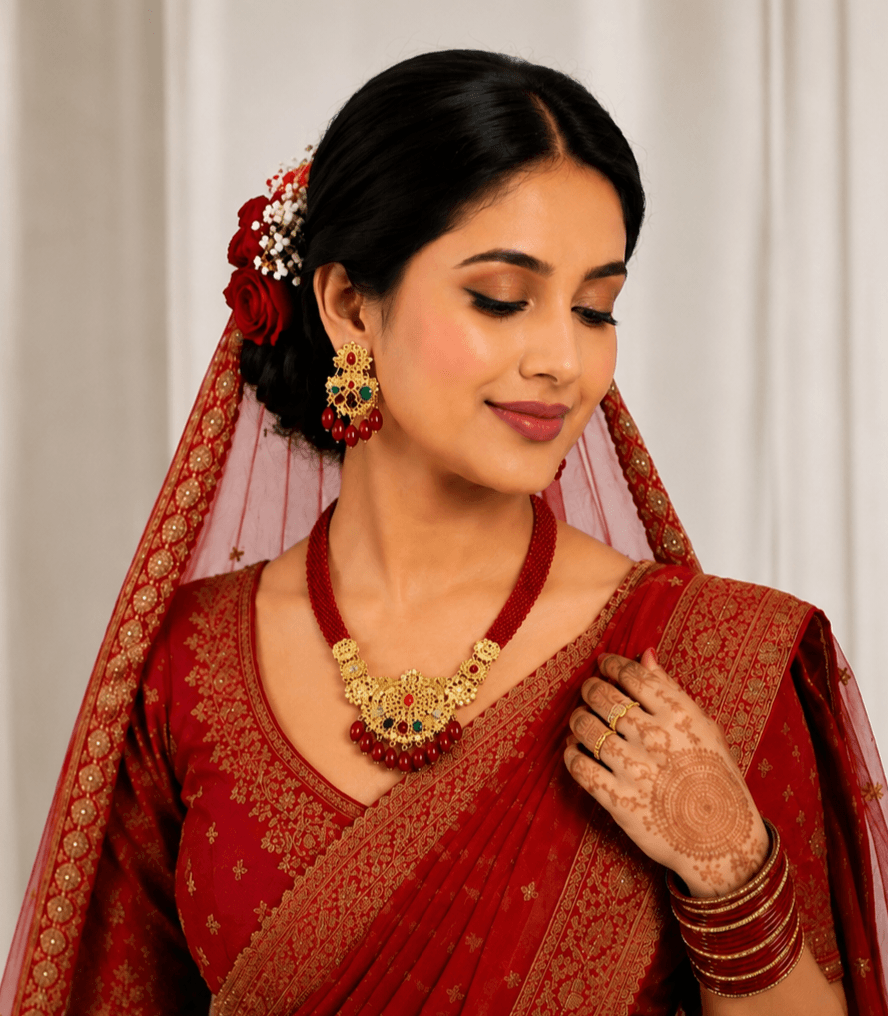 Rajwadi Peacock Kundan Bridal Necklace Set