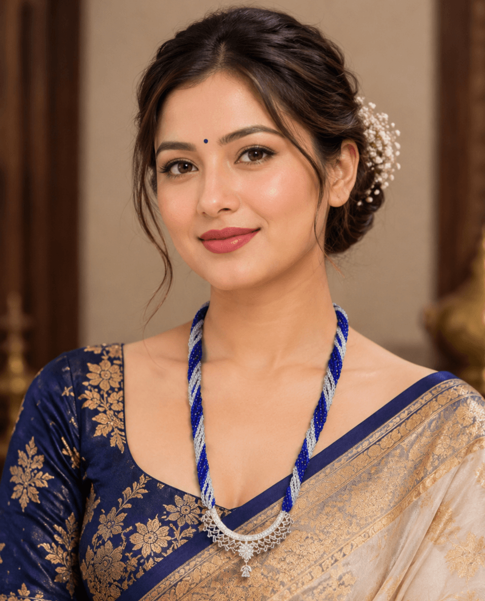 Royal Blue & White AD Mangalsutra