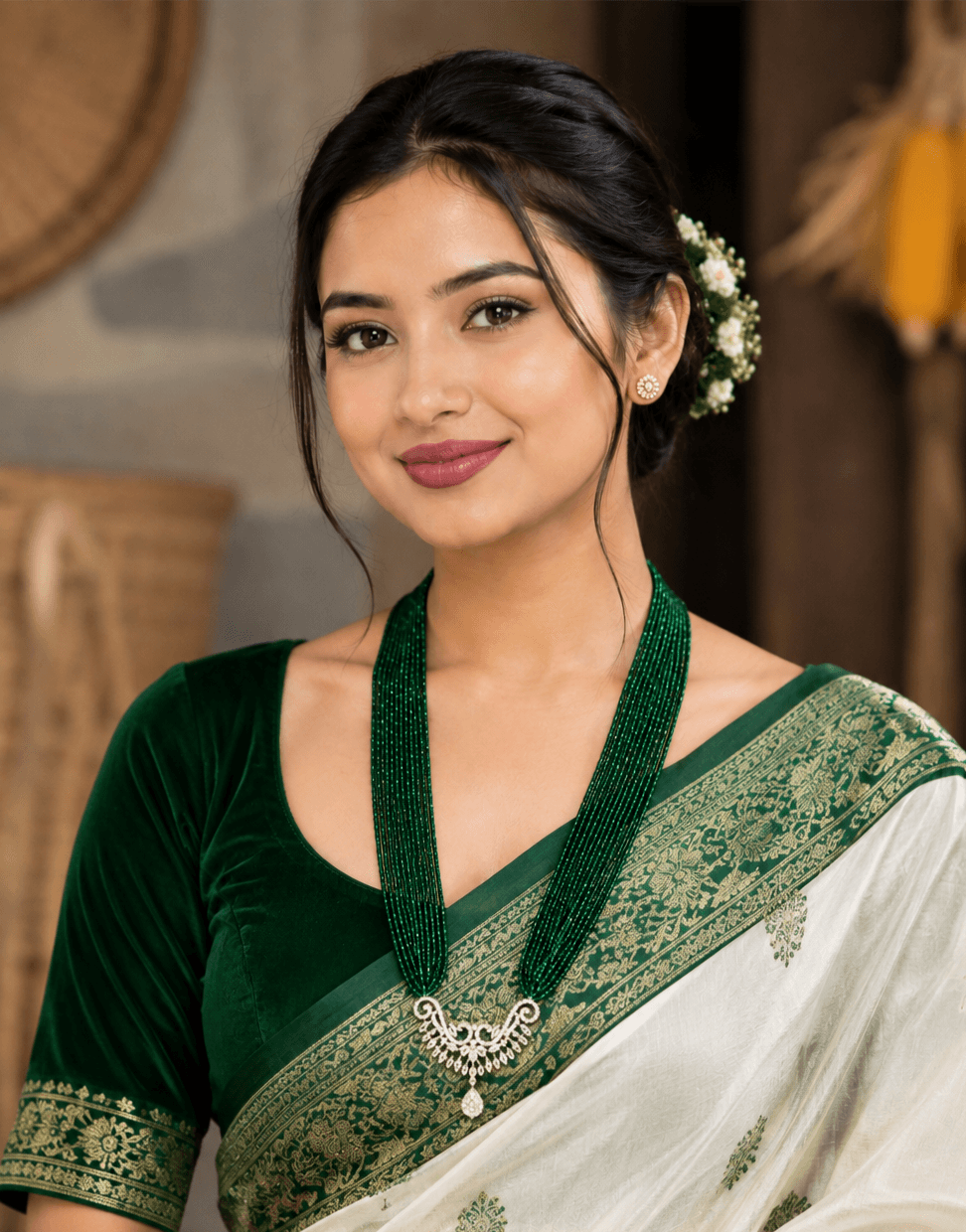 Green Multi-Layer Beaded AD Mangalsutra